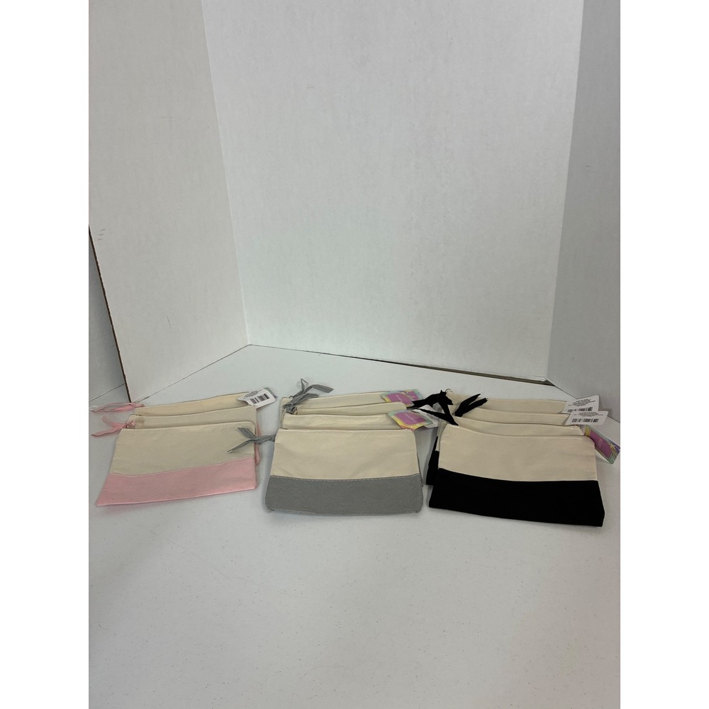 Greenbrier Canvas Cosmetic Bag Set Colorblock Makeup Pouches 11 bags NEW